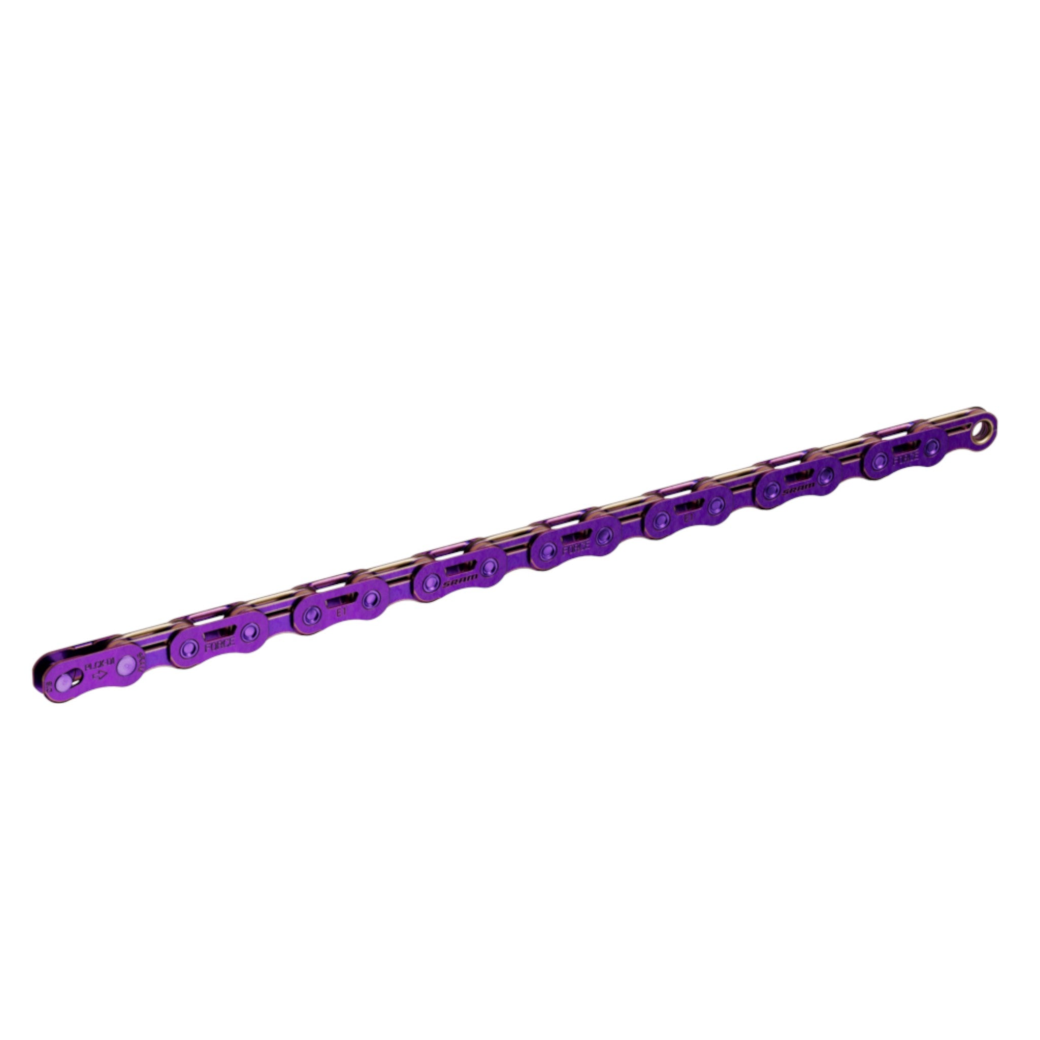 Cadena SRAM FORCE E1 126L 12v Morada Chapada en Cromo Road Flattop E1