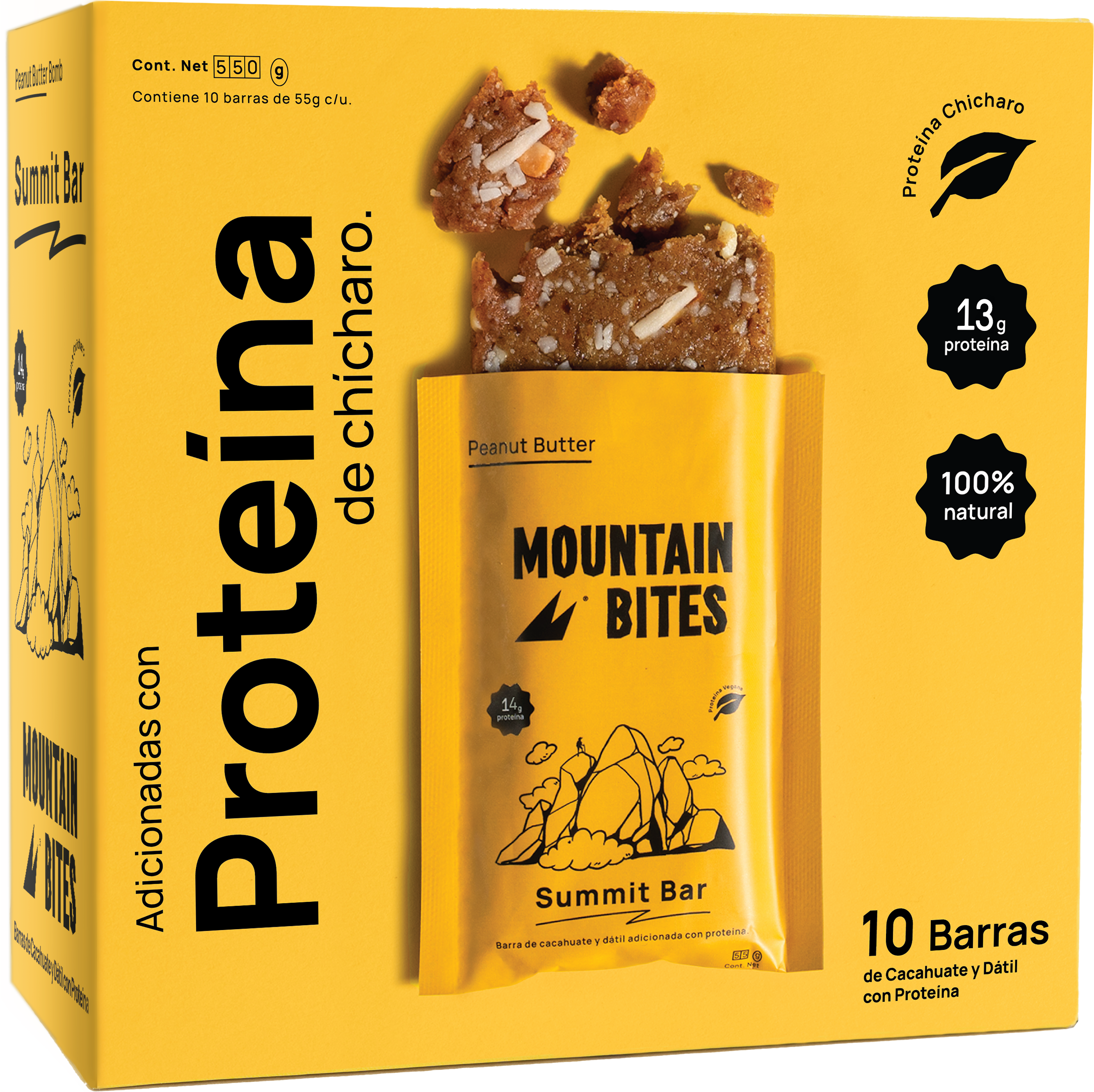 Barritas Energéticas Mountain Bites sabor Peanut Butter Bomb (Caja de 10 pz)